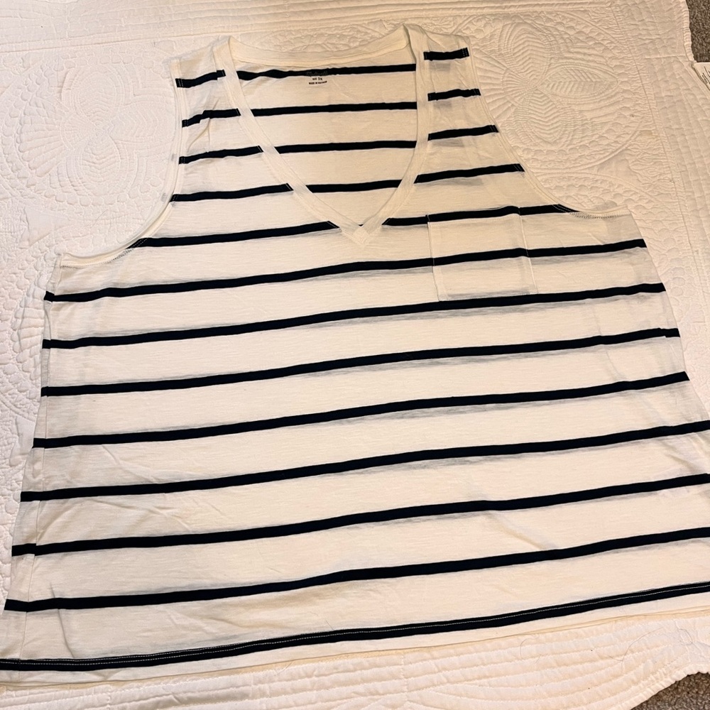 Madewell tank - 3x - cream & navy - nwt